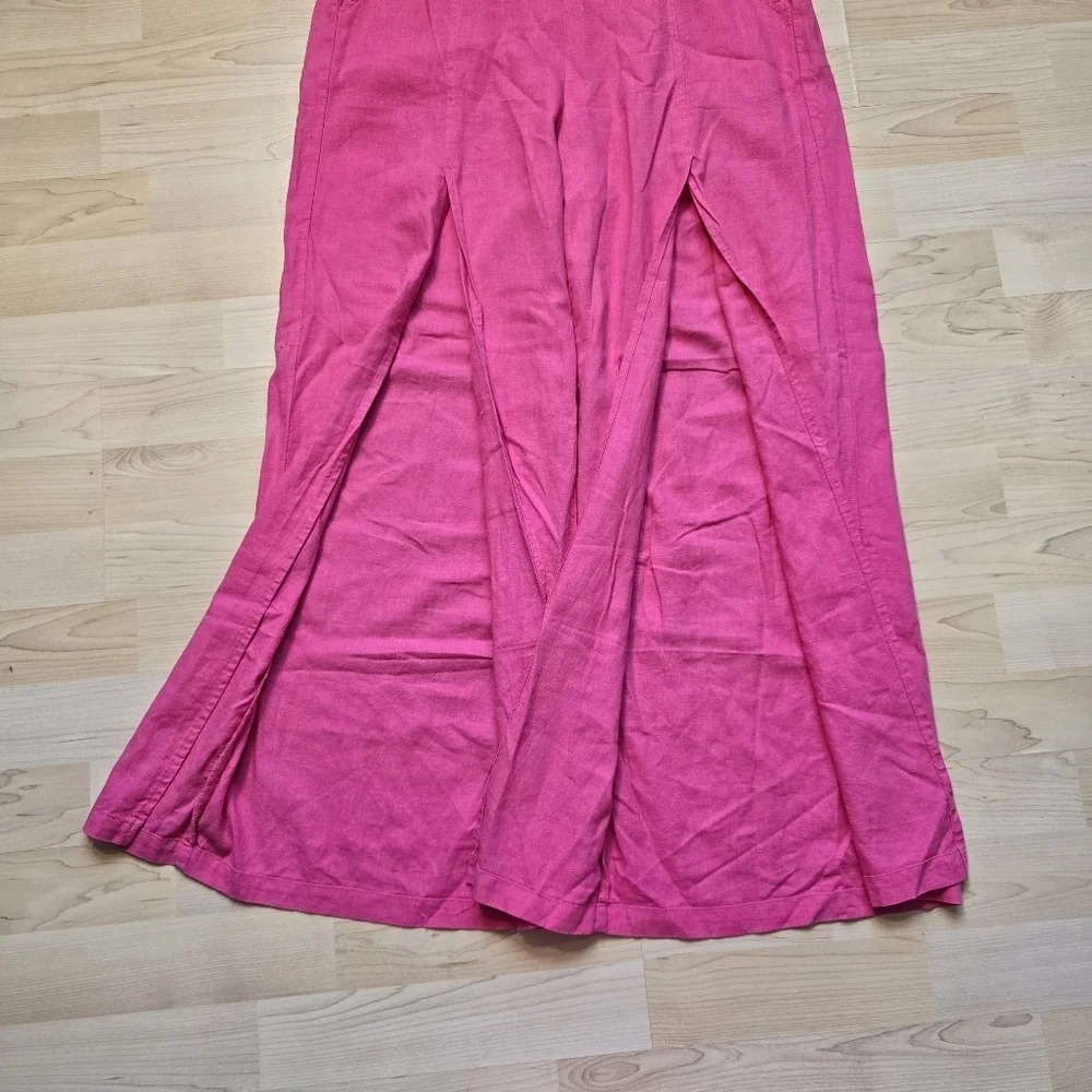 H/G Linen Blend Split Front Leg Pink Beach Pants Size Medium